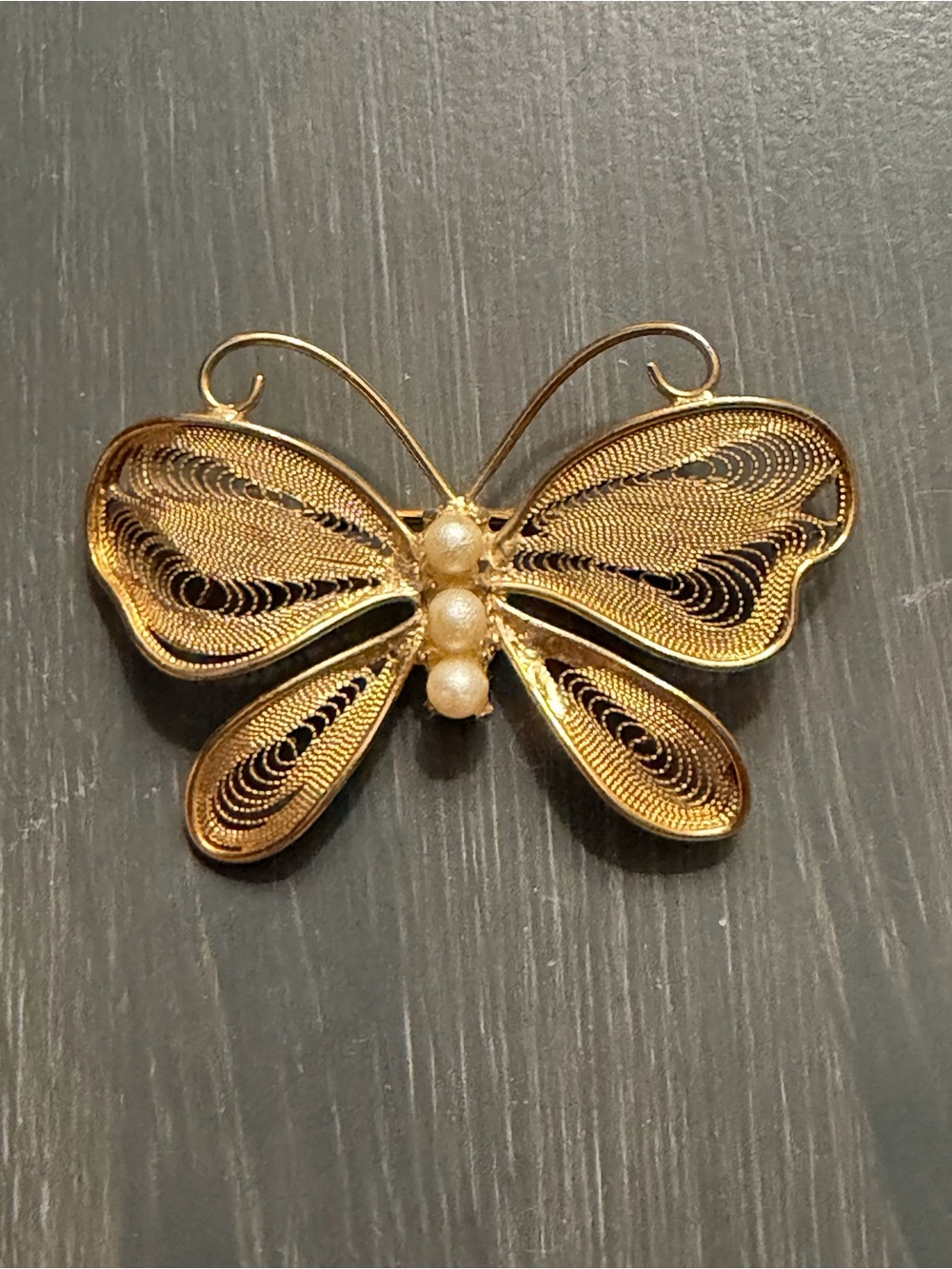 1960s Vintage Butterfly Filigree Brooch by Napier